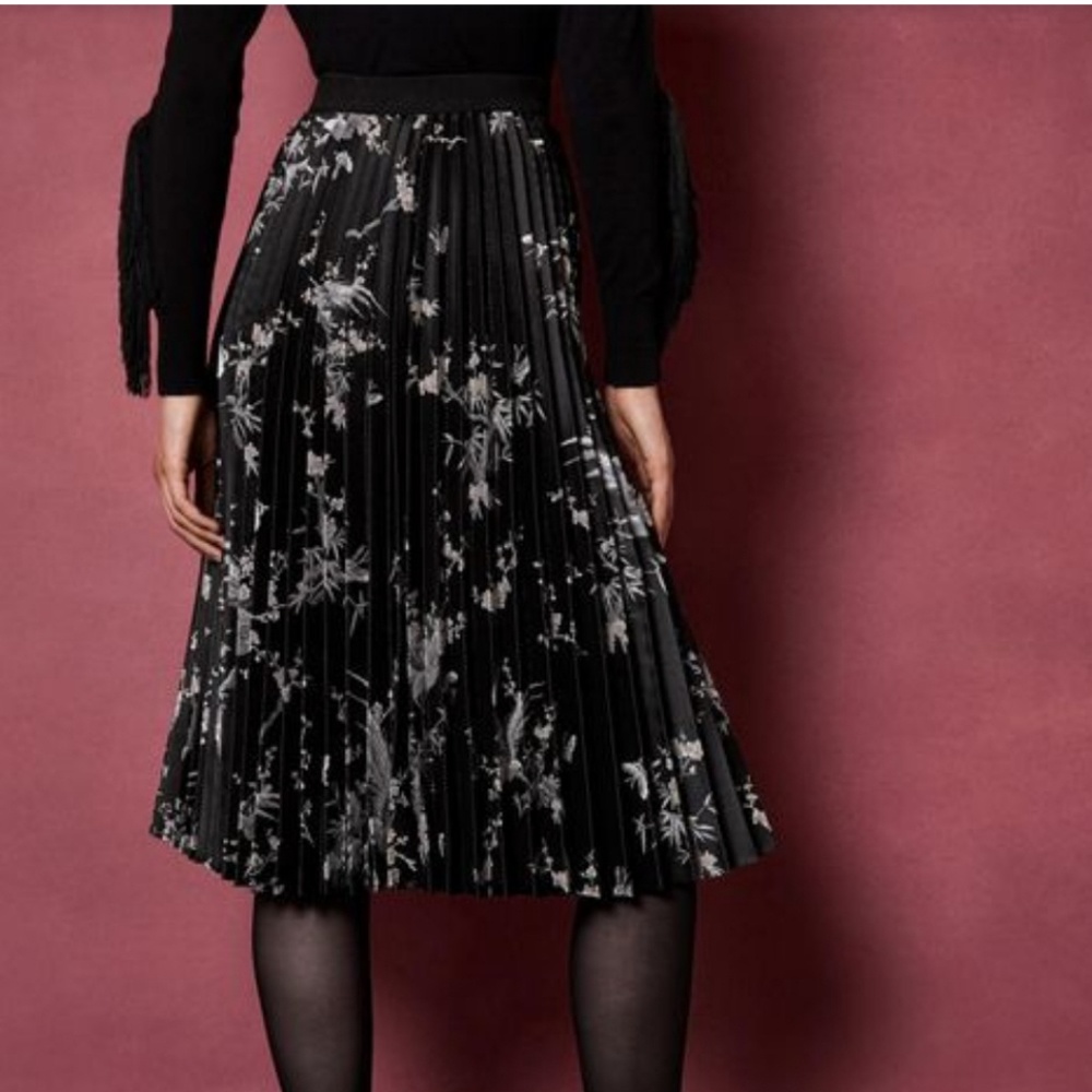 🍒NWT🍒 TED BAKER ALYCIIA JACQUARD PLEAT SKIRT - Picture 4 of 8